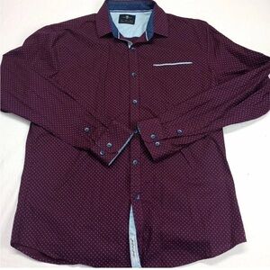 Stylish‎ Maroon Button-Down Shirt for Men Size M